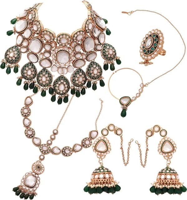 Jadau Kundan GDulhan semi bridal choker Necklace Set For Women & Girls - Image 3