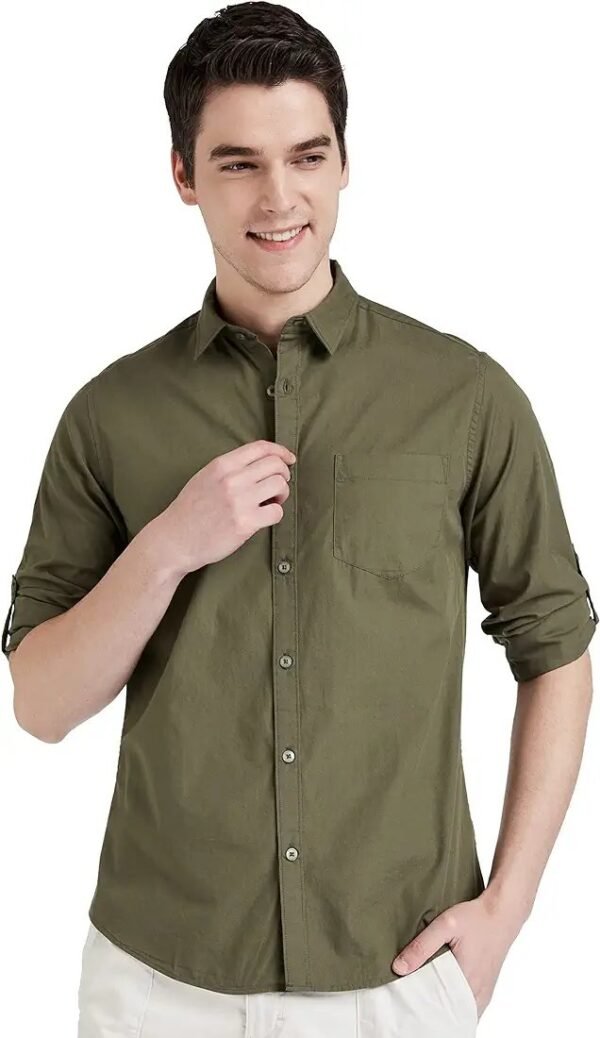 Men's Cotton Shirt | Casual | Plain | Full Sleeve | Summer-Regular Fit - Image 4